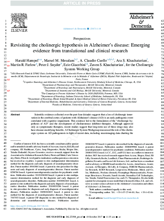 (PDF) Revisiting the Cholinergic Hypothesis in Alzheimer’s Disease ...