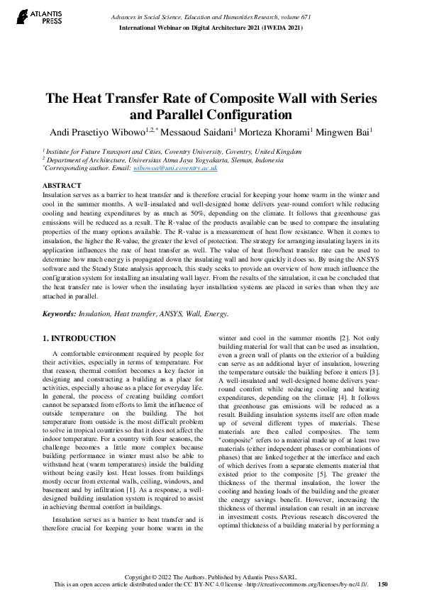 (PDF) The Heat Transfer Rate of Composite Wall with Series and Parallel ...