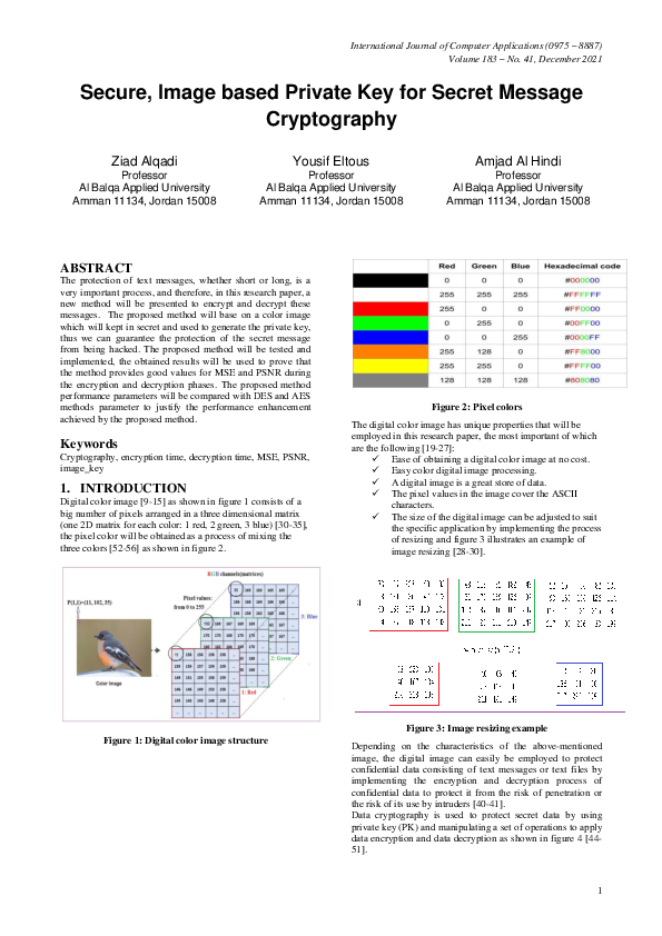(PDF) Secure, Image based Private Key for Secret Message Cryptography
