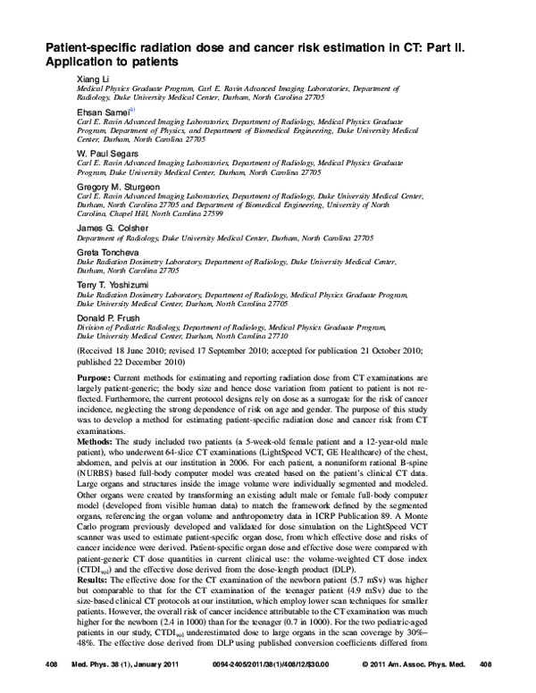 (PDF) Patient-specific radiation dose and cancer risk estimation in CT ...