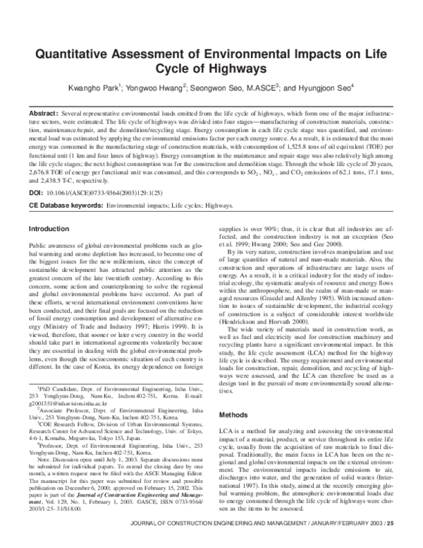 (PDF) Quantitative Assessment of Environmental Impacts on Life Cycle of ...