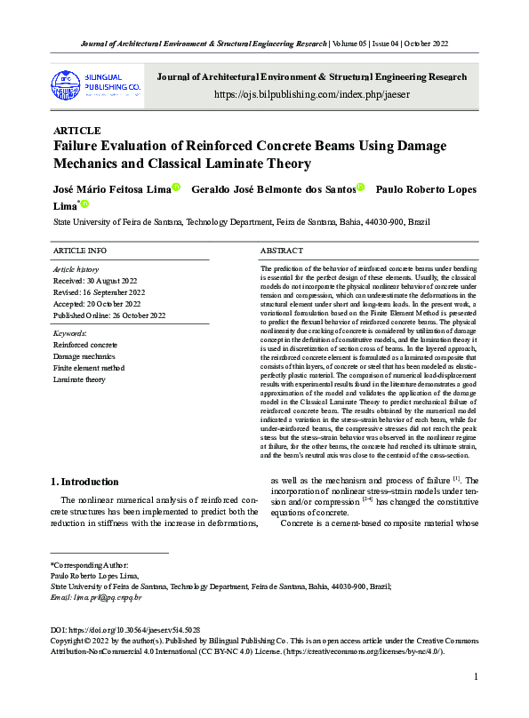 (PDF) Failure Evaluation of Reinforced Concrete Beams Using Damage ...