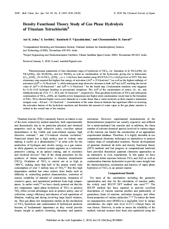 (PDF) Density Functional Theory Study of Gas Phase Hydrolysis of ...