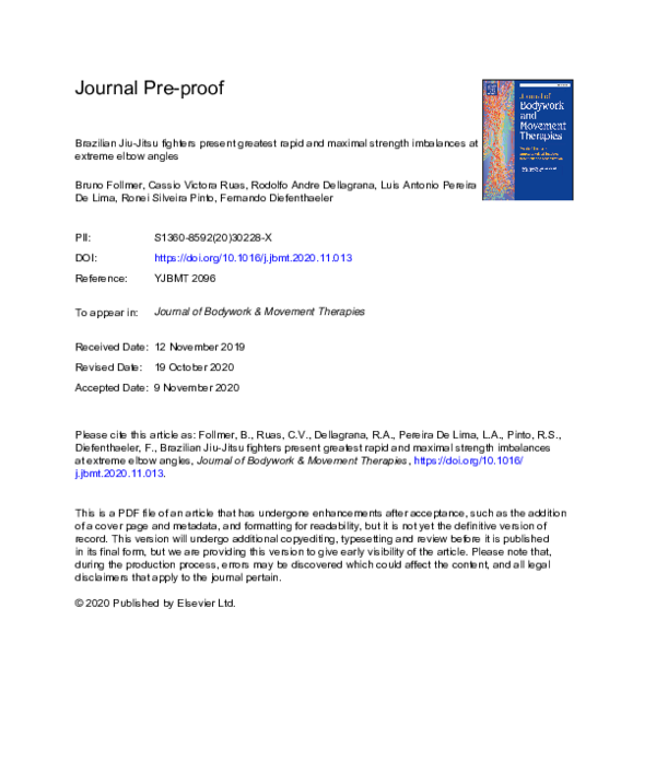 (PDF) Brazilian JiuJitsu fighters present greatest rapid and maximal strength imbalances at