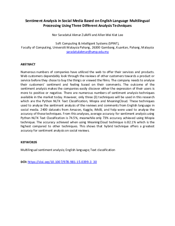 (PDF) Sentiment Analysis as a Service: A Social Media Based Sentiment ...
