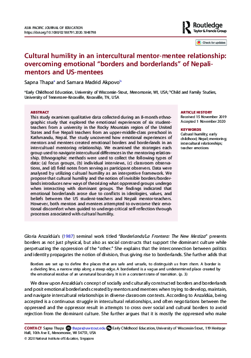 (PDF) Cultural humility in an intercultural mentor-mentee relationship ...