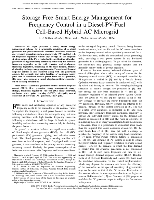 (PDF) Storage Free Smart Energy Management for Frequency Control in a ...
