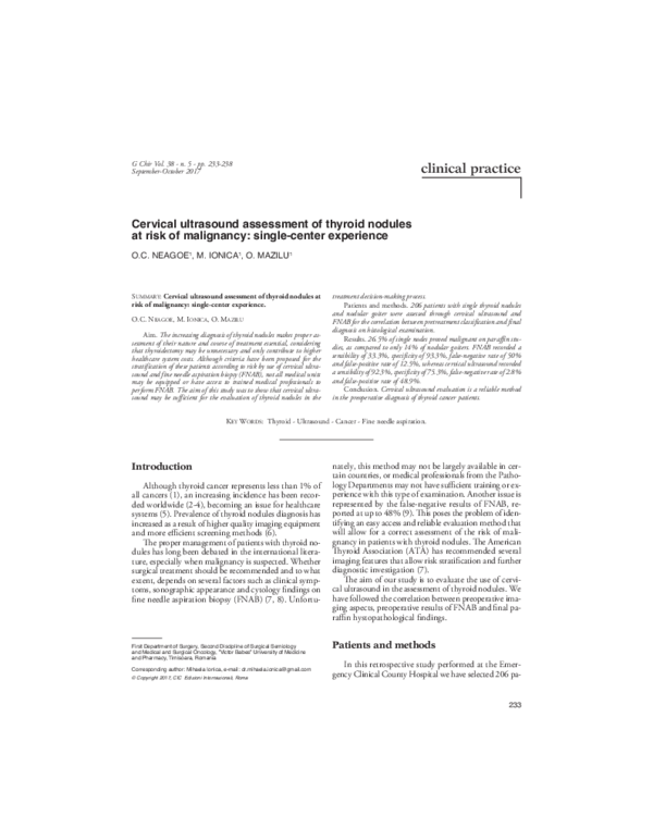 (PDF) Cervical ultrasound assessment of thyroid nodules at risk of ...