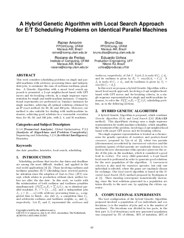 (PDF) A hybrid genetic algorithm with local search approach for E/T ...