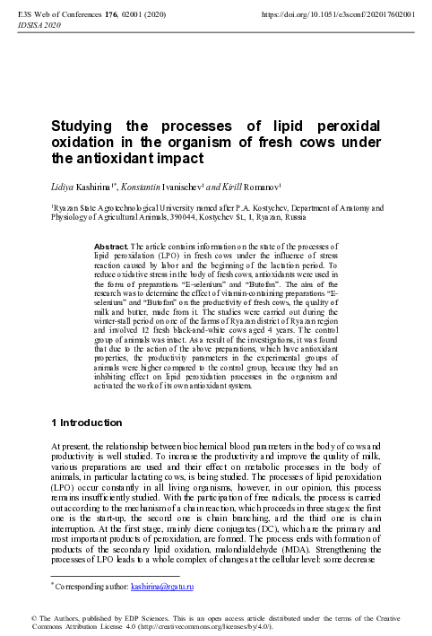 (PDF) Studying the processes of lipid peroxidal oxidation in the ...