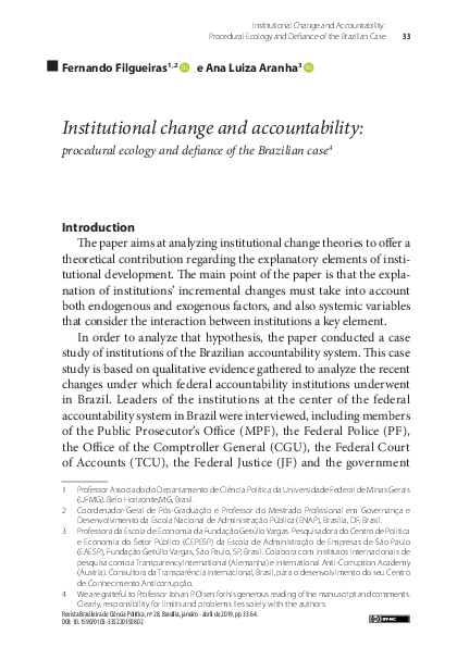(PDF) Institutional change and accountability: procedural ecology and ...