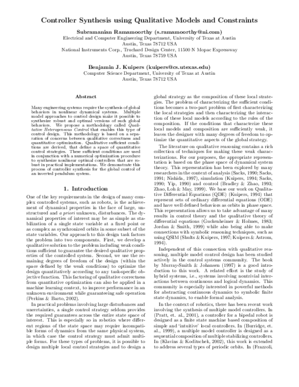 (PDF) Controller Synthesis using Qualitative Models and Constraints