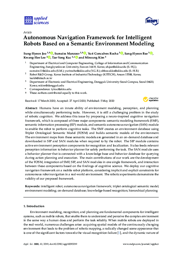 (PDF) Autonomous Navigation Framework for Intelligent Robots Based on a ...