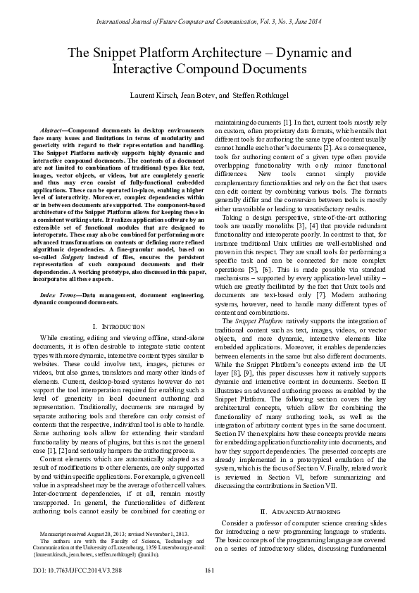 (PDF) The Snippet Platform Architecture – Dynamic and Interactive ...