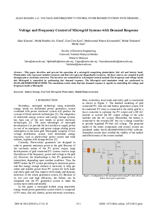 (PDF) Voltage and Frequency Control of Microgrid Systems with Demand ...