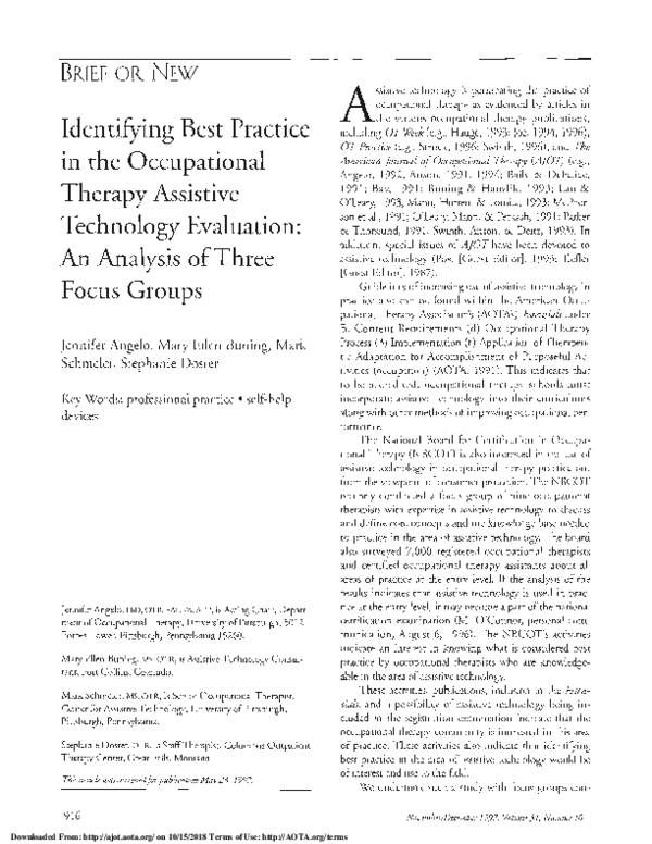 (PDF) Identifying Best Practice in the Occupational Therapy Assistive ...