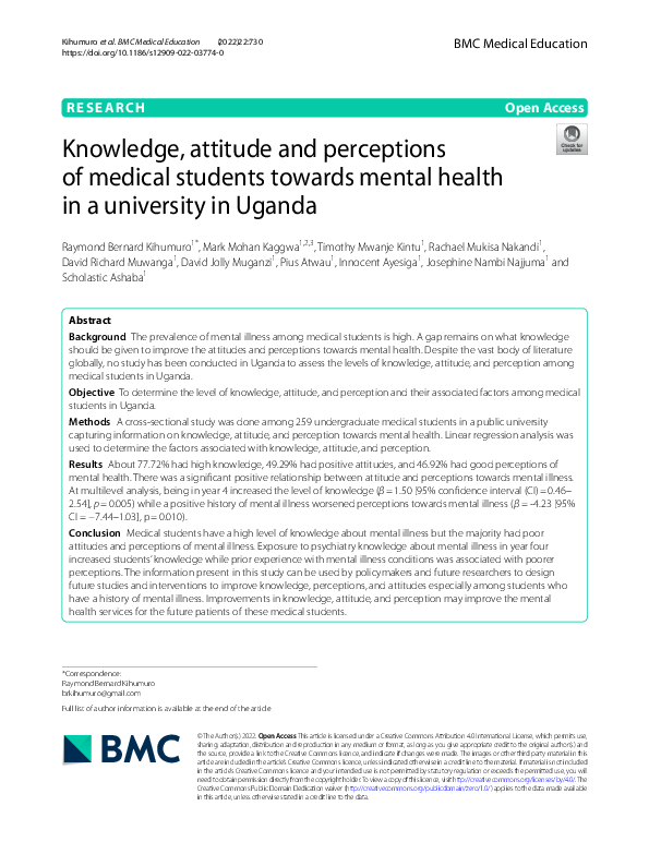 (PDF) Knowledge, attitude and perceptions of medical students towards ...