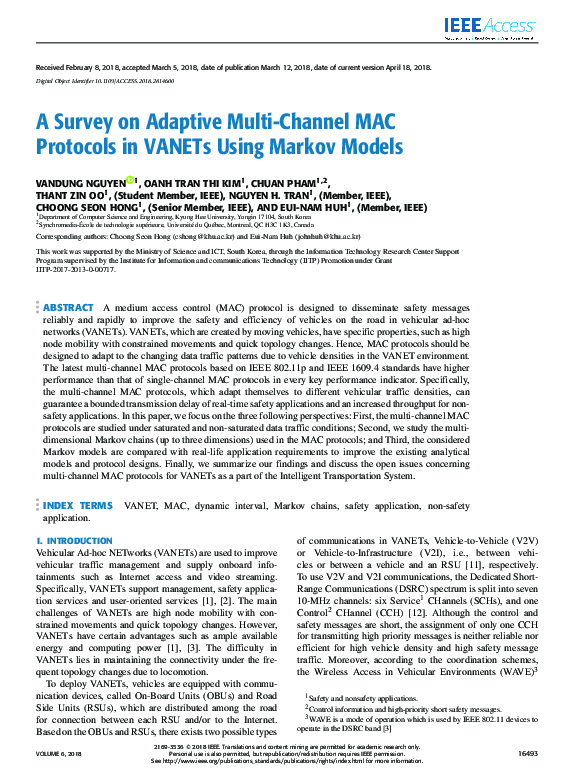 (PDF) A Survey on Adaptive Multi-Channel MAC Protocols in VANETs Using ...
