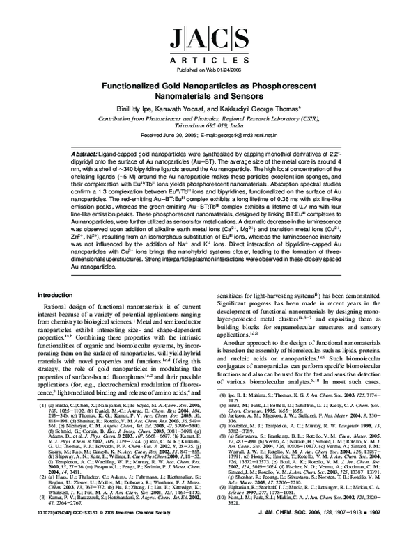 (PDF) Functionalized Gold Nanoparticles as Phosphorescent Nanomaterials ...