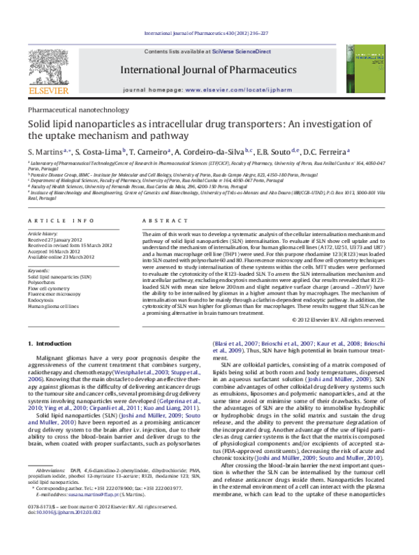 (PDF) Solid lipid nanoparticles as intracellular drug transporters: An ...