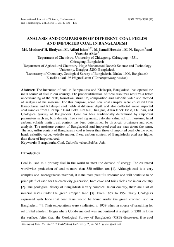 (PDF) Analysis and comparison of different coal fields and imported ...