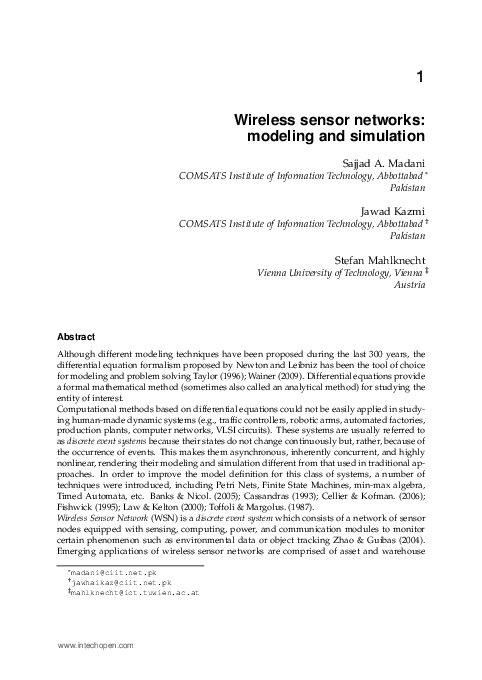 (PDF) Wireless Sensor Networks: Modelling and Simulation