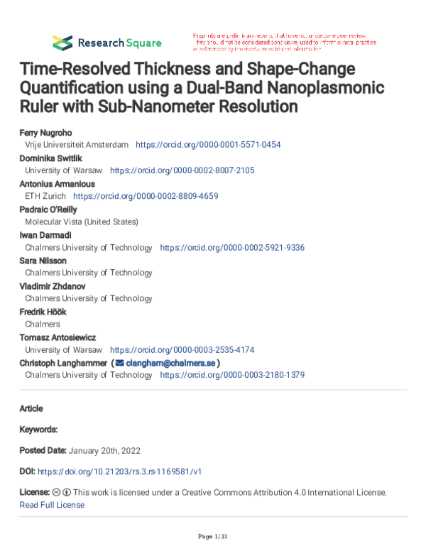 (PDF) Time-Resolved Thickness and Shape-Change Quantification using a ...