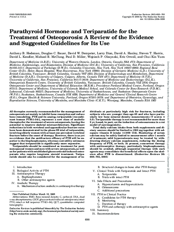 (PDF) Parathyroid Hormone and Teriparatide for the Treatment of ...
