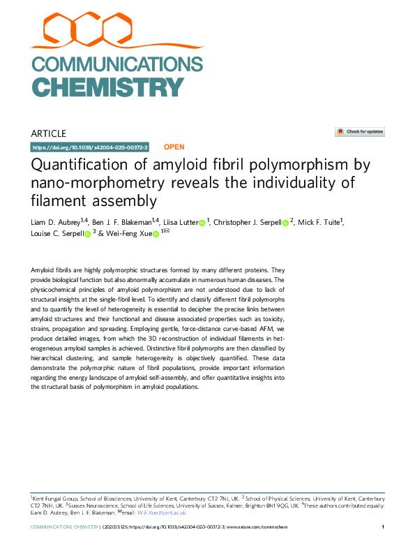 (PDF) Quantification of amyloid fibril polymorphism by nano-morphometry ...