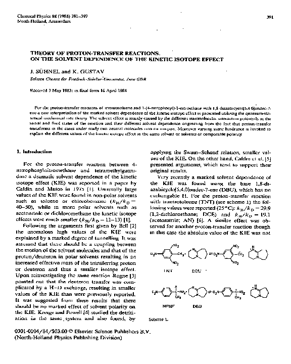 (PDF) Theory of proton-transfer reactions. On the solvent dependence of ...