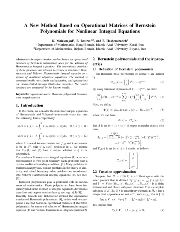 (PDF) A New Method Based on Operational Matrices of Bernstein ...