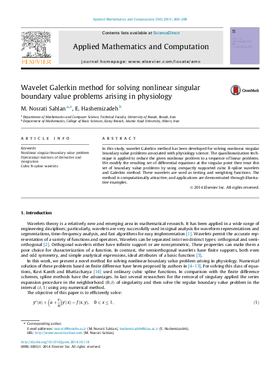 (PDF) Wavelet Galerkin method for solving nonlinear singular boundary ...