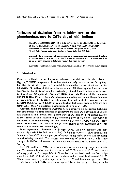 (PDF) Influence of deviation from stoichiometry on the ...