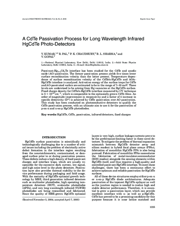 (PDF) A CdTe passivation process for long wavelength infrared HgCdTe ...