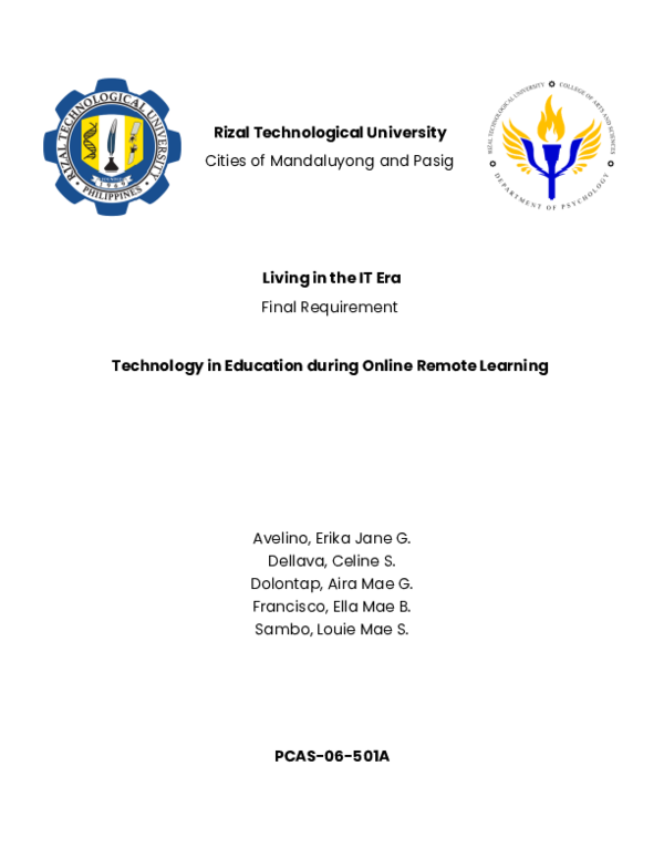 (PDF) Technology in Education during Online Remote Learning