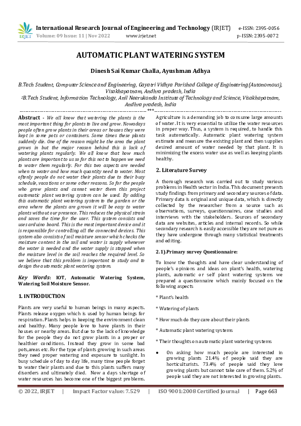 (PDF) AUTOMATIC PLANT WATERING SYSTEM IRJET Journal Academia.edu