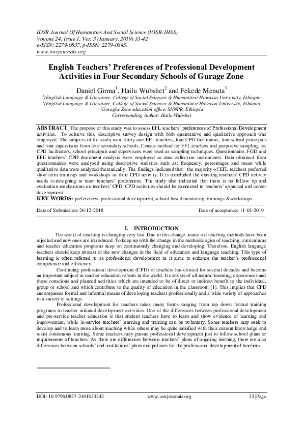 (PDF) English Teachers’ Preferences of Professional Development ...