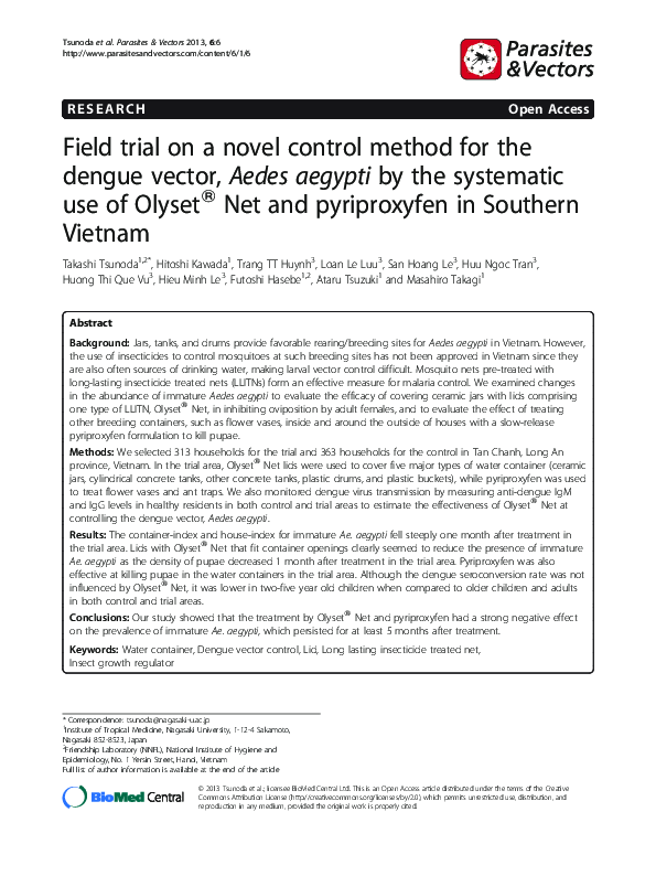 (PDF) Field trial on a novel control method for the dengue vector ...