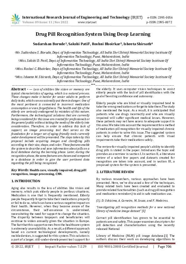 (PDF) Drug Pill Recognition System Using Deep Learning
