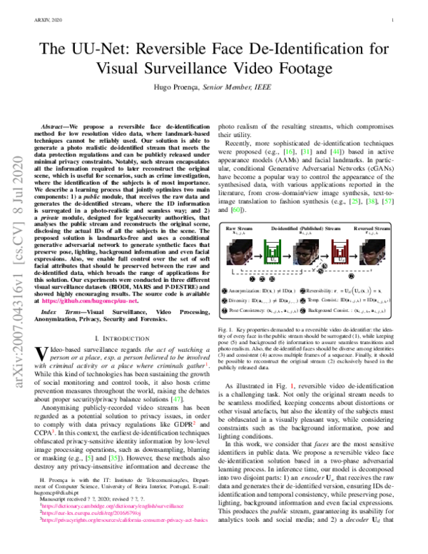 (PDF) The UU-Net: Reversible Face De-Identification for Visual ...