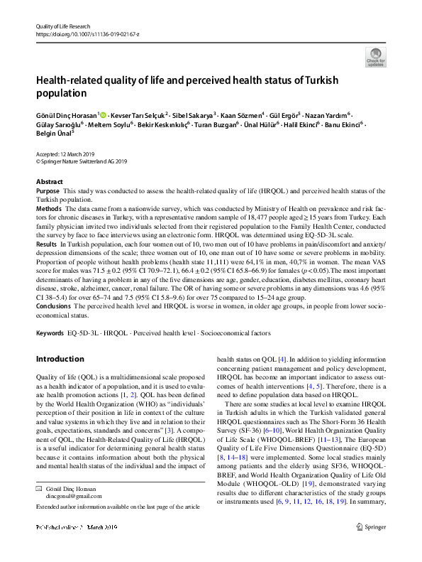 (PDF) Health-related quality of life and perceived health status of ...
