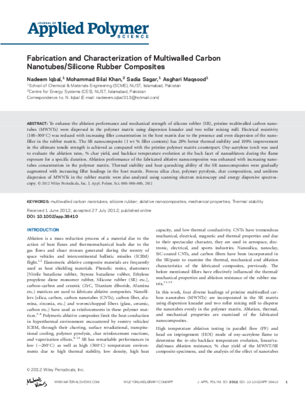 (PDF) Fabrication and characterization of multiwalled carbon nanotubes ...