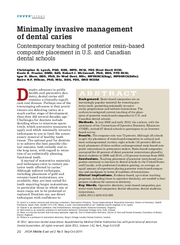(PDF) Minimally invasive management of dental caries Igor Blum