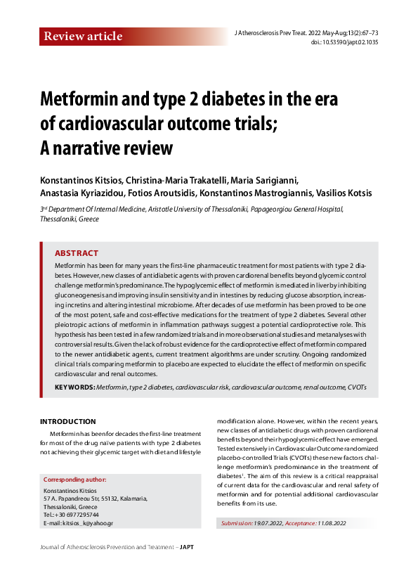(PDF) Metformin and type 2 diabetes in the era of cardiovascular ...