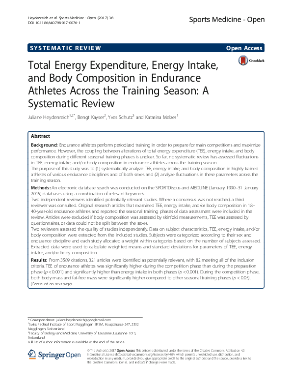(PDF) Total Energy Expenditure, Energy Intake, and Body Composition in ...