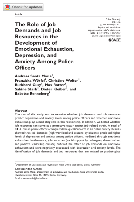 (PDF) The Role of Job Demands and Job Resources in the Development of ...