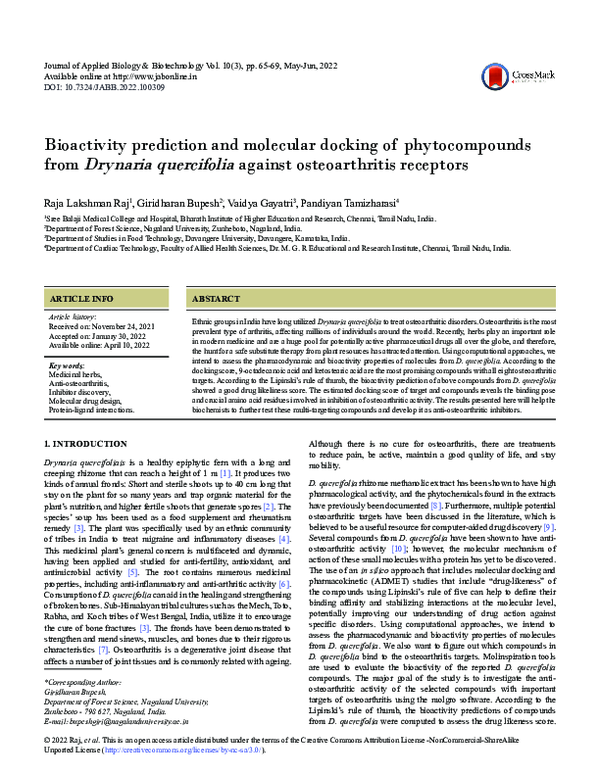 (PDF) Bioactivity prediction and molecular docking of phytocompounds ...