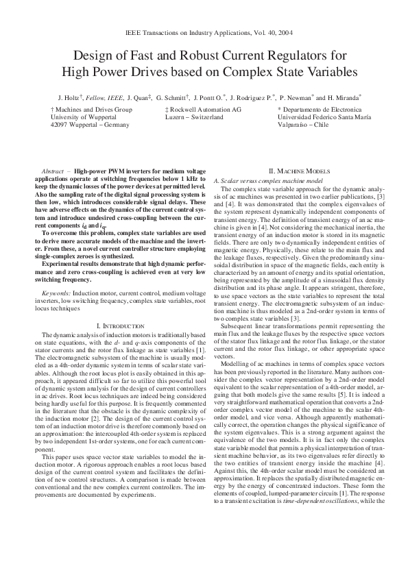 (PDF) Design of Fast and Robust Current Regulators for High-Power ...