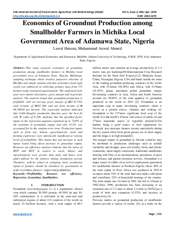 (PDF) Economics of Groundnut Production among Smallholder Farmers in ...