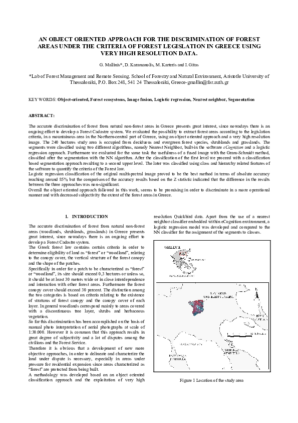 (PDF) An Object Oriented Approach for the Discrimination of Forest ...